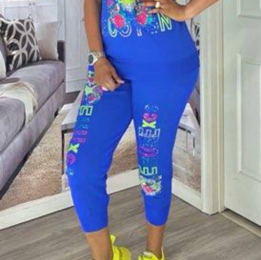 Two piece Royal blue Rhinestone set